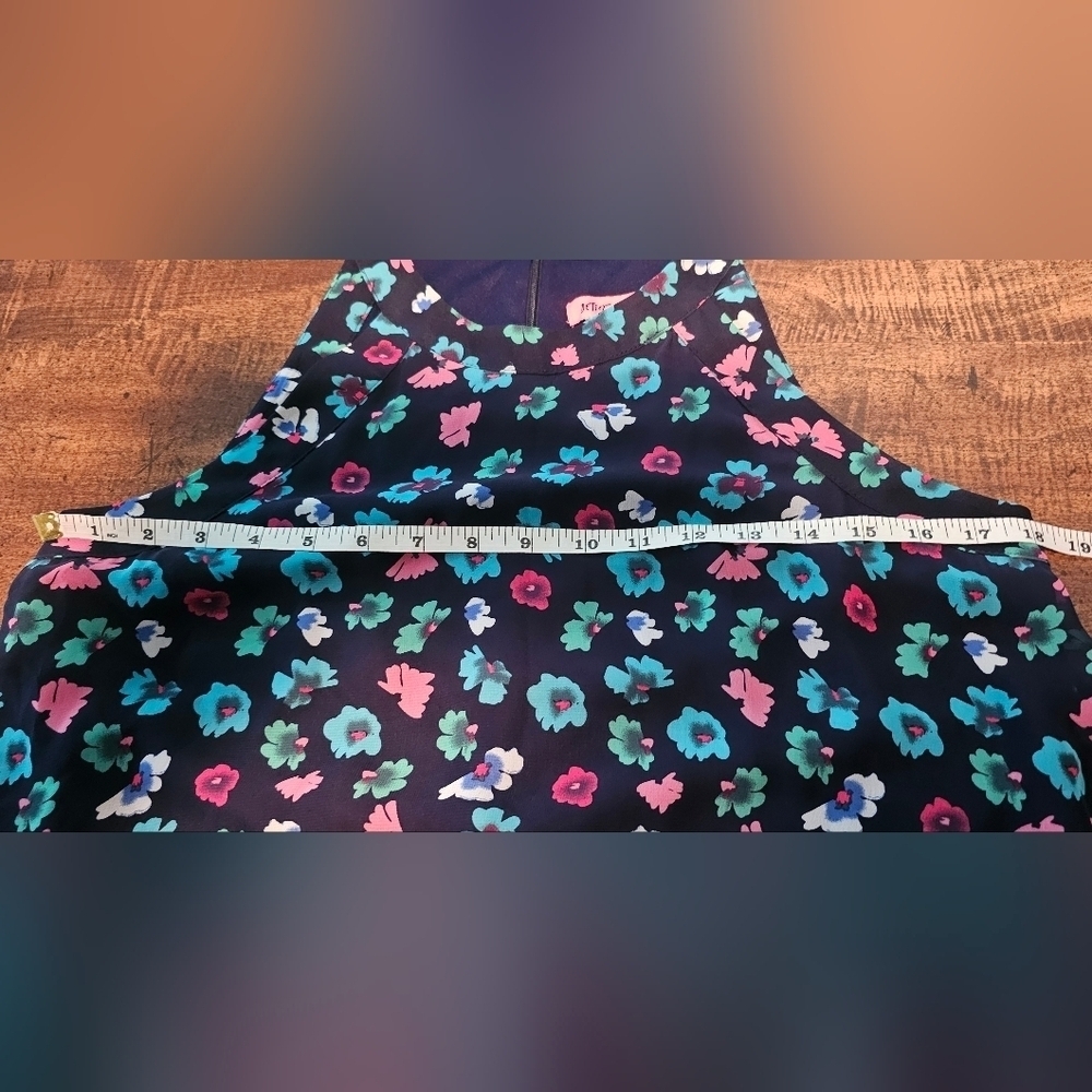 Betsey Johnson Navy Blue Pink Green Floral Halter Sleeveless Shift Dress Size 10 - Picture 11 of 14